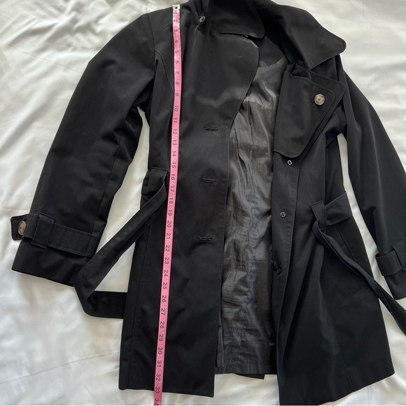London Fog Women's Single Breasted Double Lapel Black Trench Coat Sz Medium - Picture 12 of 16